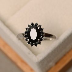 Black Diamond Engagement Ring Halo, Black Spinel Ring, Natural Opal Ring, Spinel Ring, Morganite Diamond, Ring Halo, Aquamarine Ring, Aquamarine Rings, Ring Oval