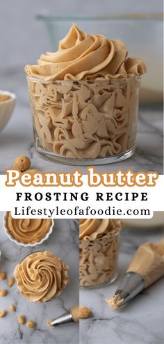 peanut butter frosting recipe in a glass bowl