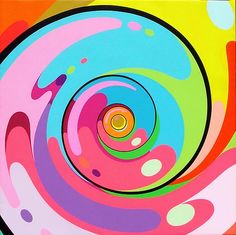 an abstract painting with multicolored circles and dots