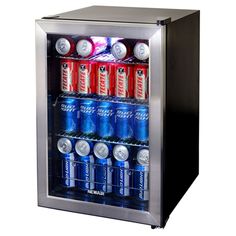 NewAir 84-Can Beverage Cooler, Stainless Steel/Black Cinema Decoration, Small Mini Fridge, Outdoor Fridge, Refrigerator Cooler, Beverage Fridge, Beer Fridge, Interior Led Lights, Beverage Refrigerator, Beverage Center