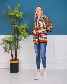 Multicolor Open Knit Cardigan, Multicolor Open Knit Outerwear For Spring, Multicolor Open Knit Spring Cardigan, Spring Multicolor Open Knit Cardigan, Casual Multicolor Open Knit Cardigan, Multicolor Open Knit Outerwear For Fall, Multicolor Long Sleeve Open Knit Crochet Top, Multicolor Crochet Top For Winter, Spring Multicolor Knitted Outerwear