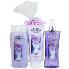 Twilight Mist by Body Fantasies 3 pc Toiletry Gift Set only $19.95 Gift set contains  - 8 oz Fragrance Body Spray - 7 oz Fragrance Moisturizing Lotion - 12 oz Moisture-Infused Fragrance Body Wash   Twilight Mist Fragrance Notes: Top: Mandarin, Coconut, Fresh Plum Middle: Magnolia, Tuberose, Tiger, Orchid, Violet Dry: Sandalwood, Creamy Musk, Tonka Bean, Vanilla   #BodyLotion #women #GiftSet #BodyFantasies #ShowerGel #Discountperfume #freeshipping https://goo.gl/Jf5a49 Bath And Body Works Perfume, Gift Sets For Women, Bath And Body Care, Fragrance Set, Fragrance Gift, Fragrance Gift Set, Moisturizing Lotions, Fragrance Design, Natural Fragrances