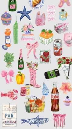 an assortment of different items are shown in this image, including flowers and other things