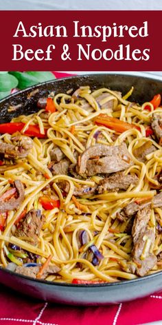 Craving takeout but want to save money and eat healthy? This recipe for Asian Inspired Beef and Noodles is great for busy nights when you want to feed your family comfort food in a flash. If you want to make a fast & easy recipe that tastes like Chinese food but comes together in your own kitchen, you have to try this recipe! Beef And Noodles Recipe, Hygge Food, Pantry List, Asian Beef