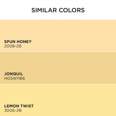 four shades of yellow paint with the names similar colors