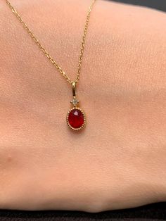 This ruby necklace sounds extremely simple and elegant! The ultimate minimalist aesthetic design maximizes the charm of the ruby. The bead-edge setting not only adds beauty but also provides protection for the ruby. Material： Gold Diamond Ruby - Metal: 18K &14k Gold - Custom Color: Yellow Gold, Rose Gold, and White Gold - Gross weight: 1.51g - Gemstones: Diamond Ruby - Ruby CTW: 0.376 (1 pc) - Diamond CTW: 0.012(1 pc) *Production time takes about 1-3 weeks from the day the order is in.* Ruby Necklace Gold, Gold Ruby Necklace, Ruby Birthstone, Ruby Pendant, Ruby Necklace, Ruby Stone, Minimalist Aesthetic, Atlanta Ga, Aesthetic Design