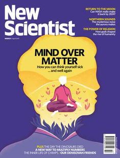 the front cover of new scientist magazine, featuring a man meditating in lotus position