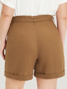 Trendy Bottoms, Pocket Belt, Style Office, High Rise Shorts, Rolled Hem, Summer Colors, High Rise, Size 10, Plus Size