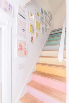 an instagram page with stairs and pictures on the wall