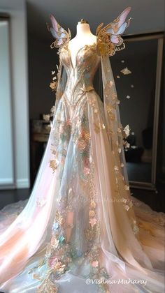 Elven Dresses, Moth Dress, Purple Moth, Swim Clothes, Fairy Gown, Sky Wedding, Romantic Dresses, Clothes Reference