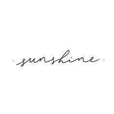 the word sunshine written in cursive handwriting on a white background with black ink