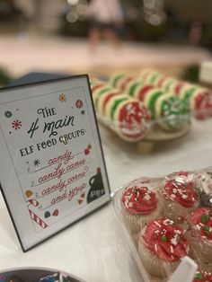 cupcakes and candy are on display at the holiday party for people to eat