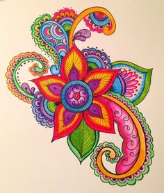 a drawing of a flower with many colors on it