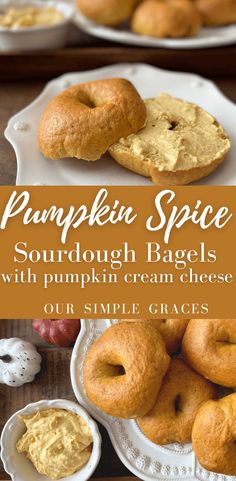 pumpkin spice sourdough bagels with pumpkin cream cheese our simple graces recipe