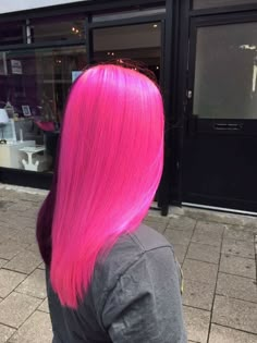 Iroiro Neon Pink Hair, Pink Hair Neon, Neon Pink Hair Color, Pink Hair Straight, Adore Semi Permanent Hair Color, Neon Pink Hair, Bright Pink Hair, Vivid Hair, Pink Hair Dye