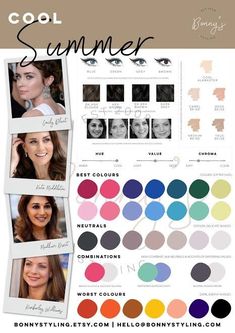 Summer Cold Color Palette, Make Up For Cool Summer Type, Cold Summer Palette Outfit, Cool Summer Color Palette Nail Polish, Cool Muted Summer Palette, House Of Color Summer Hair Colors, Cool Summer Color Palette Clothes, Cold Summer Palette, Cool Summer Palette Hair