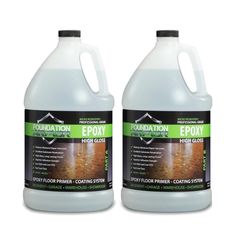 two gallon bottles of epox high gloss floor cleaner