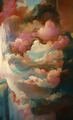 an abstract painting of clouds in the sky