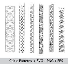 celtic patterns svg and png files for the design project, including decorative designs