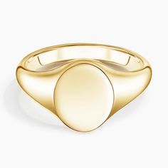 Men's 18K Yellow Gold Classic Signet Wedding Ring. A smooth precious metal surface in the shape of a vertical oval creates a distinctive look in this classic yet chic signet ring. Signet Wedding Ring, Brilliant Earth Rings, Wedding Anniversary Rings, Gold Signet Ring, Metal Surface, Precious Metal, Signet Ring, Eternity Ring, Anniversary Rings