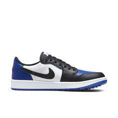 Royal blue toe box with black and white elements, combining classic Air Jordan aesthetics with golf functionality. Blue Toes, White Camo, Sneaker Games, Air Jordan 1 Low, Jordan 1 Low, Air Jordan 1, Ice Blue, Jordan 1, Step Up