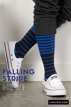 This simple & appealing everyday wear compression socks comes with two colored stripes variants: Cobalt & Black, and Cranberry. Made with 91% Nylon, 9% Spandex (Latex-free), these stylish and warm socks go perfectly with canvas sneakers and jeans or an easy pair of sweats and slippers. It feels just like your favorite pair of socks, but with all the benefits of graduated compression, to help reduce swelling, alleviate achy legs and support your legs while boosting your everyday style! Socks For Men, Warm Socks, Canvas Sneakers, Latex Free