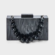 Complete your chic ensemble with this Minaudiere Clutch from A New Day™. Featuring a hardsided structure, this black clutch features an acrylic shell and removable straps with beads. This rectangular-shaped clutch is great for holding your on-the-go essentials while shopping, going out on a date or hitting the town with friends. A New Day™: Style that goes wherever you do. Acrylic Bag, Acrylic Clutch, Luxury Clutch, Clutch Black, Box Clutch, Straw Bags, Black Clutch, Gowns Of Elegance, Mini Handbags