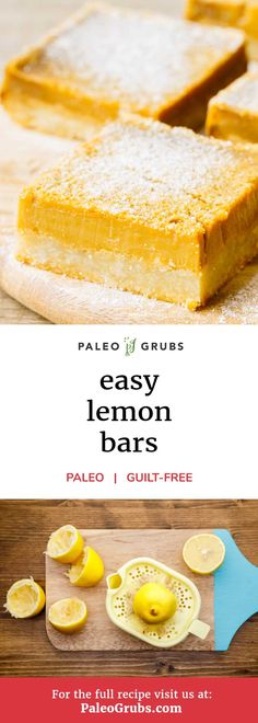 easy lemon bars recipe for palen, guilt - free and glufferious