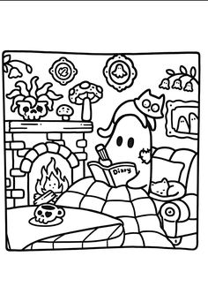 Inside Out Colouring Pages, Easy Coloring Pages Christmas, Spooky Christmas Coloring Pages, Cute Spooky Coloring Pages, Little Spooky Coloring Book, Ghost Coloring Pages, Snoopy Coloring Pages