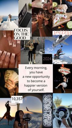 a collage of photos with the words focus on the good