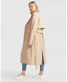 Camel Long Coat For Spring, Long Camel Coat For Spring, Spring Camel Long Coat, Cool Silhouettes, Oversize Fashion, Cuff Detail, Double Breasted Coat, Trench Coats Women, Girls Jacket