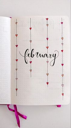 February Cover Page, February Bullet Journal, Bullet Journal Page