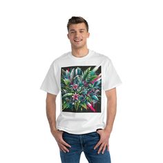 Dive into the vivid world of 'Urban Jungle Fusion,' where the raw energy of city graffiti meets the serene beauty of nature. This unisex t-shirt is a canvas of contrasts, featuring a vibrant blend of neon greens, electric blues, and hot pinks. Bold, stylish graffiti strokes dance amidst lush tropical motifs, including detailed leaves, vibrant flowers, and exotic birds. The design encapsulates a unique fusion of urban artistry and natural splendor, making it a perfect pick for those who love to s Artistic Summer T-shirt For Streetwear, Artistic Summer Streetwear T-shirt, Artistic Cotton T-shirt With Graffiti Print, Artistic Graphic Design Shirt For Streetwear, Artistic Graphic Shirt For Streetwear, Artistic Graffiti Print T-shirt Relaxed Fit, Artistic Graffiti Print T-shirt In Relaxed Fit, Artistic Relaxed Fit T-shirt With Graffiti Print, Artistic Cotton Shirt For Streetwear