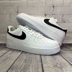 Nike Air Force 1 '07 White Black Shoes CT2302-100 Men’s Size 10 NEW. Condition is New with Box. Shipped with USPS Priority Mail. BRAND NEW, 100% Authentic. These are some awesome shoes. You will ABSOLUTELY LOVE these shoes! Casual White Nike Air Force 1 For Sports, White Black Shoes, Awesome Shoes, Nike Air Force 1 07, Nike Air Force 1, Nike Air Force Sneaker, Air Force 1, Nike Air Force, Nice Shoes