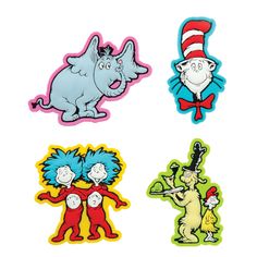 dr seuss and the cat in the hat stickers are shown on a white background