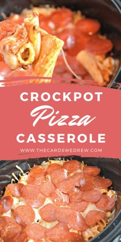 the crockpot pizza casserole is ready to be eaten