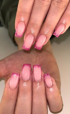 French Manicure Couleur, Pink Short Square Nails, Short Gel Nails, Short Square Nails, French Rose, Nail Style, Dope Nails, Square Nails, French Manicure