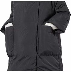 Women's Thick Wide Waist Hooded Overcoat - Winter Solid Color Hooded Jacket With Double-lined Hood, Winter Solid Hooded Jacket With Double-lined Hood, Solid Color Winter Hooded Jacket With Pockets, Solid Color Hooded Jacket With Pockets For Winter, Solid Hooded Jacket With Pockets For Cold Weather, Solid Puffer Jacket With Drawstring Hood For Cold Weather, Puffer Jacket With Drawstring Hood For Cold Weather, Winter Solid Color Hooded Jacket With Detachable Hood, Long Solid Puffer Jacket With Detachable Hood