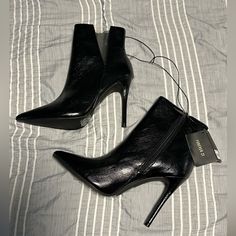 Brand New With Tags. Never Worn. Black Ankle Booties -Black Leather -Clear Detail On The Sides -Inside Zipper -Stiletto Heel -Pointed Toe *No Box* Trendy Boots With 4-inch Heel For Night Out, Sleek Heels For Night Out In Winter, Trendy Ankle-high Heeled Boots For Night Out, Trendy Ankle Boot Heels For Night Out, Trendy Pointed Toe Heeled Boots For Night Out, Sleek Winter Party Heels, Forever 21 Black High Heels, Forever 21 Elegant Black Heels, Elegant Black Forever 21 Heels