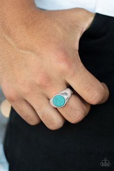 Featuring a faux marble finish, a flat turquoise stone is pressed into the center of a classic silver band. Features a stretchy band for a flexible fit. Sold as one individual ring. Emerald Style, Marble Finish, Pink Dragon, Cats Eye Stone, Blue Stone Ring, Paparazzi Accessories, Blue Gems, Faux Marble, White Rhinestone