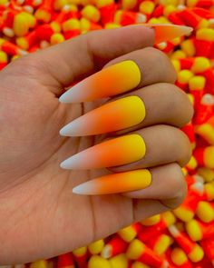 airbrushed candy corn likenessby jas (@jasgotbars). made to order! custom sized: 5-7 day lead time.if this is your first purchase, we'll send you a free sizing kit! unsized: 2-5 Baddie nails, Winter nails, Fall nails, October nails ideas, Winter nails 2022, acrylic coffin nails, nail ideas for prom, press on nails, nail polish, long nails, nail ideas, trendy Winter nails, bold nails, baddie nails #nails #nailinspo #nailart #Winternails #nailideas #coffinnails #baddie Credit:Pamper Nail Gallery Glamgoth Nails, Alcohol Cleanse, 22 Nails, Candy Corn Nails, Fall Shoot, Nail Board, Nails 2018, Orange Ombre, Short Acrylic