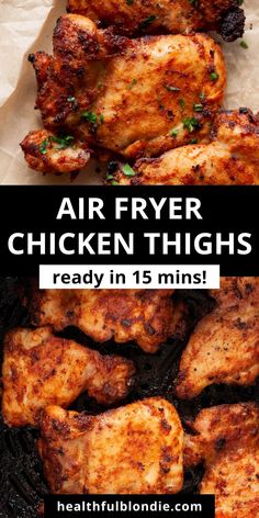 air fryer chicken thighs are ready in 15 mins and they're super easy to make