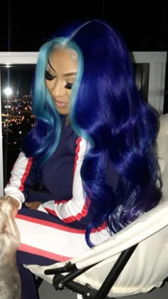 This bluish purple is everything! Creative Hair, Colored Wigs, Penteado Cabelo Curto, Lace Hair, Baddie Hairstyles, Hair Inspo Color, Aesthetic Hair