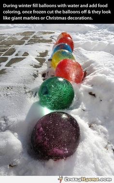 an image of some balls in the snow with caption for facebook post on them