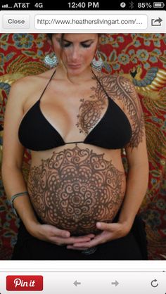 Henna Pregnant Belly, Henna Belly, Mehndi Inspiration, Mehndi Mandala, Belly Henna, Pregnant Belly Painting, Belly Art, Belly Bump, Tattoo Henna