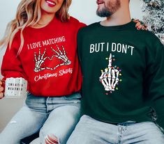 I Don't Do Matching Christmas Sweatshirt,Christmas Couples Sweatshirts,Couple Matching Sweatshirt,Xmas Party Sweatshirt,Funny Christmas Gift   PRODUCT DETAILS - Our sweatshirts are made for comfort with a 50% cotton and 50% polyester blend. - They're built to last with a medium-heavy fabric (8.0 oz/yd²). - Enjoy a relaxed fit and a sewn-in label. - Get the right size with our true-to-size guide.   SIZING - Find your perfect fit in our size chart with pictures. - For oversize look, you might cons His And Her Christmas Sweaters, Couple Christmas Sweaters, Couples Christmas Sweaters, Ugly Christmas Sweater Couples, Christmas Couples, Couples Sweatshirts, Matching Sweatshirts, Funny Christmas Gifts, Christmas Couple