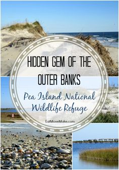 the beach with text that reads hidden gems of the outer banks pea island national wildlife refuge