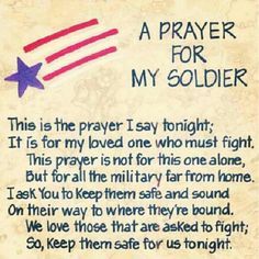 a prayer for my soldier with an american flag and stars on the back of it