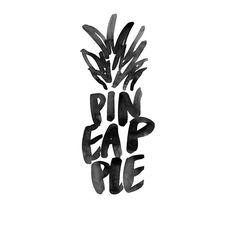 the words pin ear pie are written in black ink on a white background with an artistic design