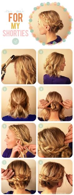 For my shorties Sanggul Modern, Short Hair Tutorial, Penteado Cabelo Curto, Skirt Maxi, Short Hair Updo, Short Hairstyle, French Braid, Shoulder Length Hair